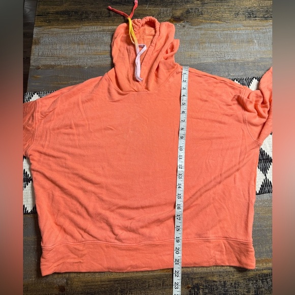 Sundry neon orange ombré rainbow drawstring Coral Hoodie - Picture 7 of 9